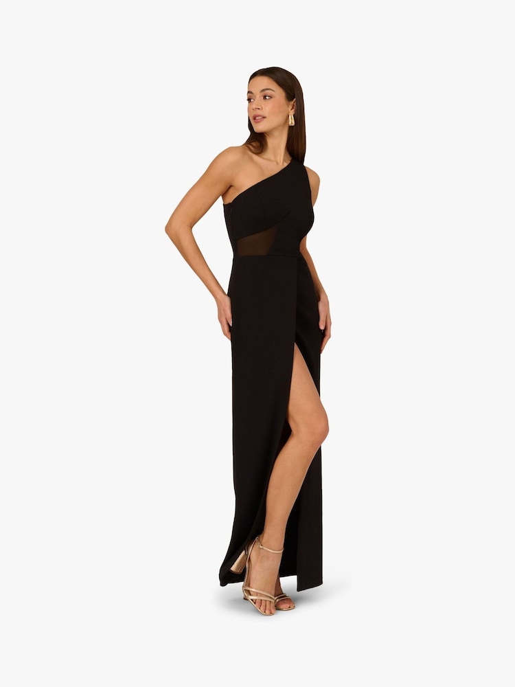 Adrianna by Adrianna Papell Knit Crepe Long Black Dress - Image 1 of 6