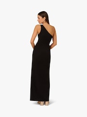 Adrianna by Adrianna Papell Knit Crepe Long Black Dress - Image 2 of 6