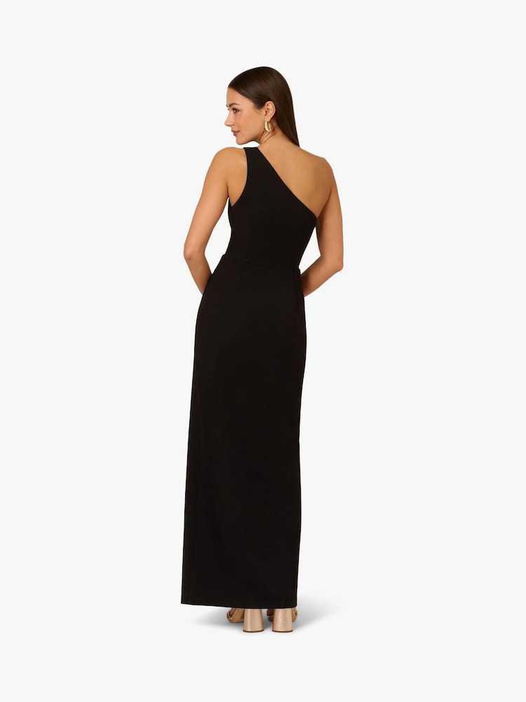 Adrianna by Adrianna Papell Knit Crepe Long Black Dress - Image 2 of 6