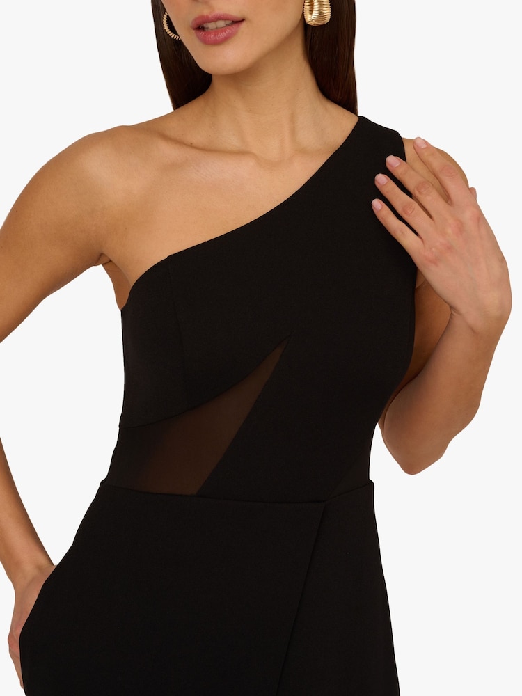 Adrianna by Adrianna Papell Knit Crepe Long Black Dress - Image 4 of 6