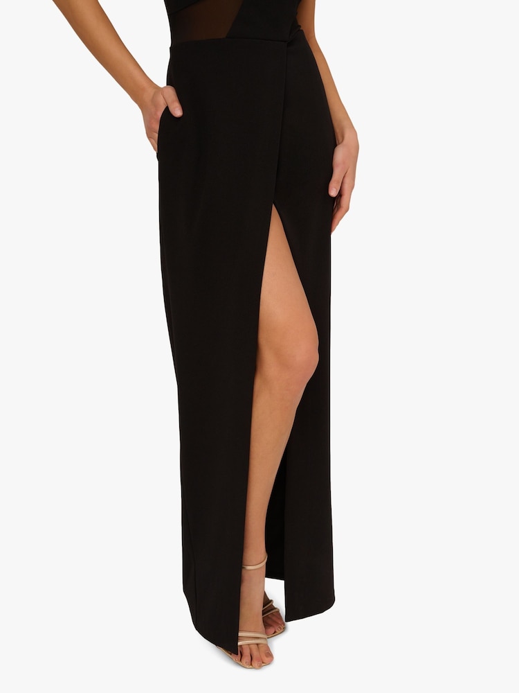 Adrianna by Adrianna Papell Knit Crepe Long Black Dress - Image 5 of 6