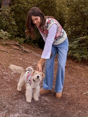 Red Blue Multi Fairisle Pattern Knitted Dog Jumper - Image 2 of 8