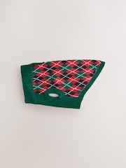 Green/Red Argyle Knitted Dog Jumper With Wool - Image 4 of 8