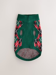 Green/Red Argyle Knitted Dog Jumper With Wool - Image 5 of 8