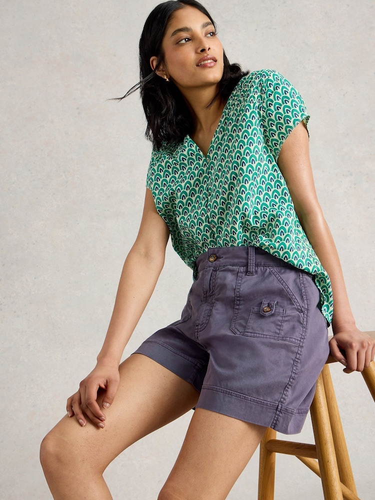 White Stuff Purple Mollie Combat Shorts - Image 2 of 6