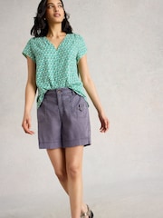 White Stuff Purple Mollie Combat Shorts - Image 3 of 6