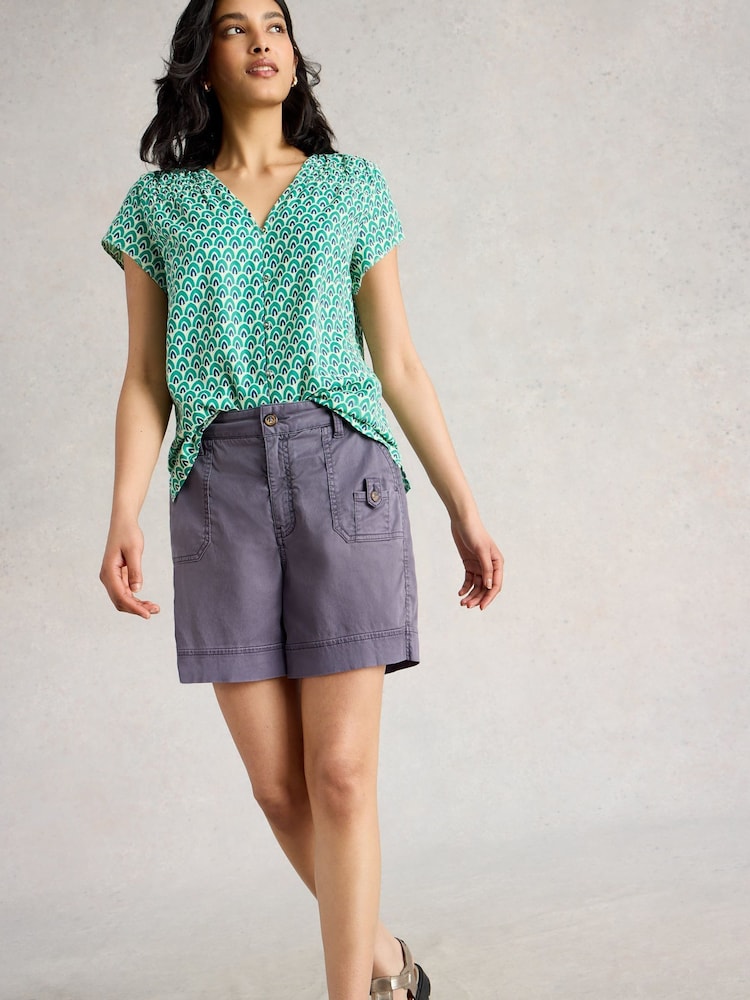 White Stuff Purple Mollie Combat Shorts - Image 3 of 6