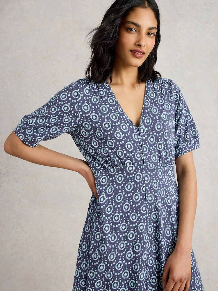 White Stuff Blue Megan Jersey Dress - Image 4 of 6