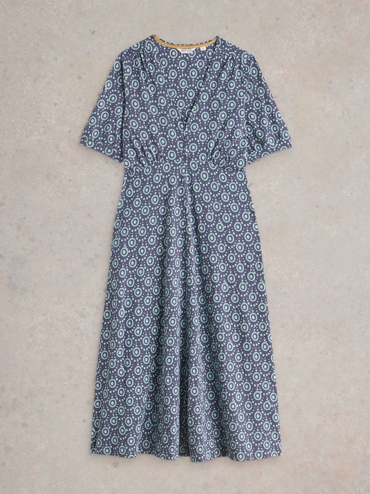 White Stuff Blue Megan Jersey Dress - Image 5 of 6