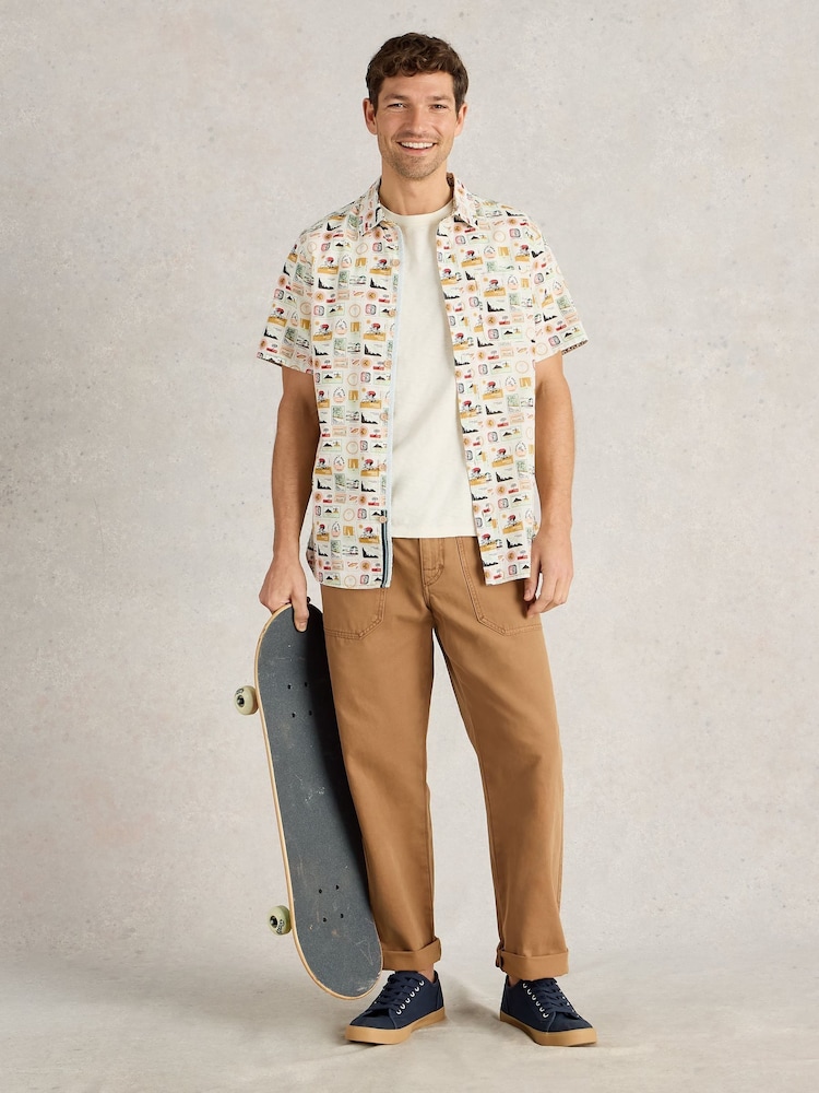White Stuff Natural Finsbury Travel 100% Cotton Printed Shirt - Image 2 of 7 White Stuff Natural Finsbury Travel 100% Cotton Printed Shirt - Image 2 of 7