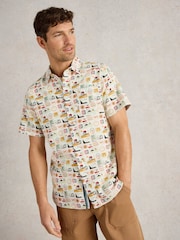 White Stuff Natural Finsbury Travel 100% Cotton Printed Shirt - Image 4 of 7