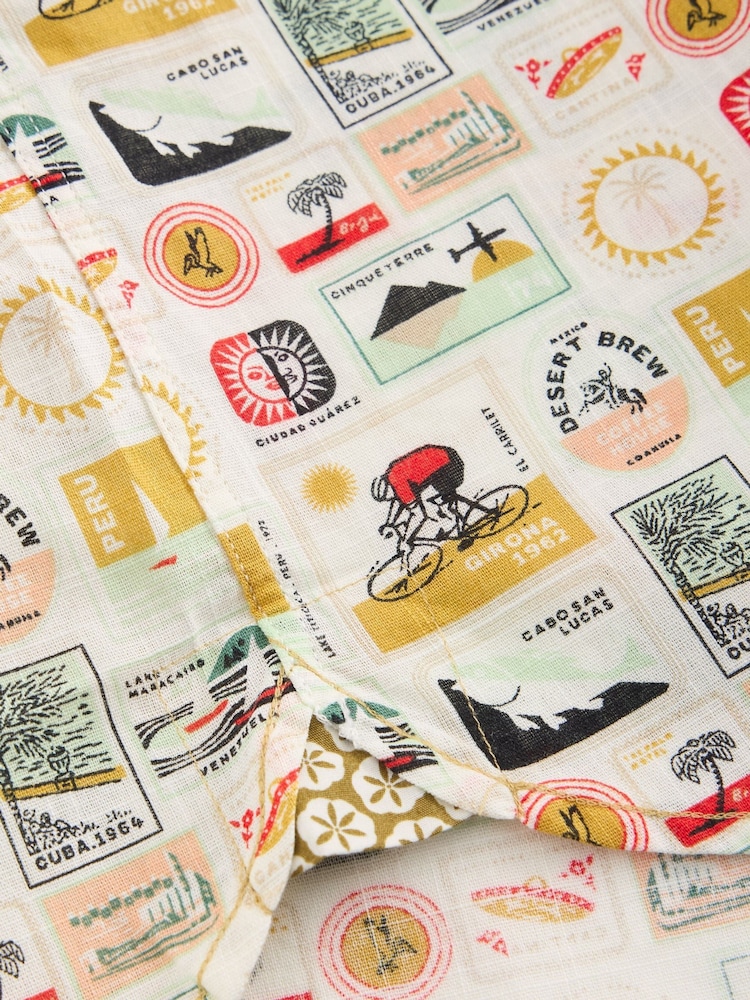 White Stuff Natural Finsbury Travel 100% Cotton Printed Shirt - Image 7 of 7