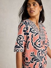 White Stuff Pink Ash 100% Linen Dress - Image 4 of 6