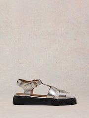 White Stuff Metallic Rose Leather Sandals - Image 1 of 4
