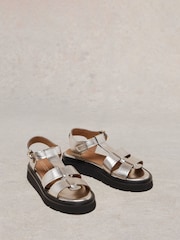 White Stuff Metallic Rose Leather Sandals - Image 2 of 4
