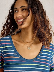 White Stuff Blue 100% Cotton Nadia Short Sleeve T-Shirt - Image 4 of 6