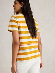 White Stuff Yellow 100% Cotton Abbie Stripe T-Shirt - Image 4 of 6