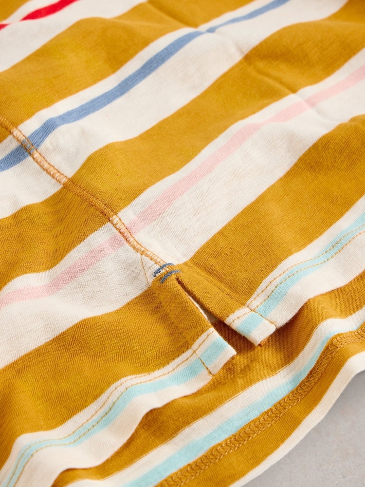 White Stuff Yellow 100% Cotton Abbie Stripe T-Shirt - Image 6 of 6