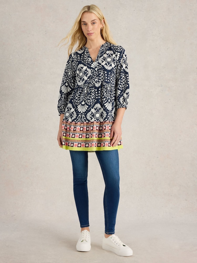 White Stuff Blue Marta 100% Cotton Tunic - Image 1 of 6