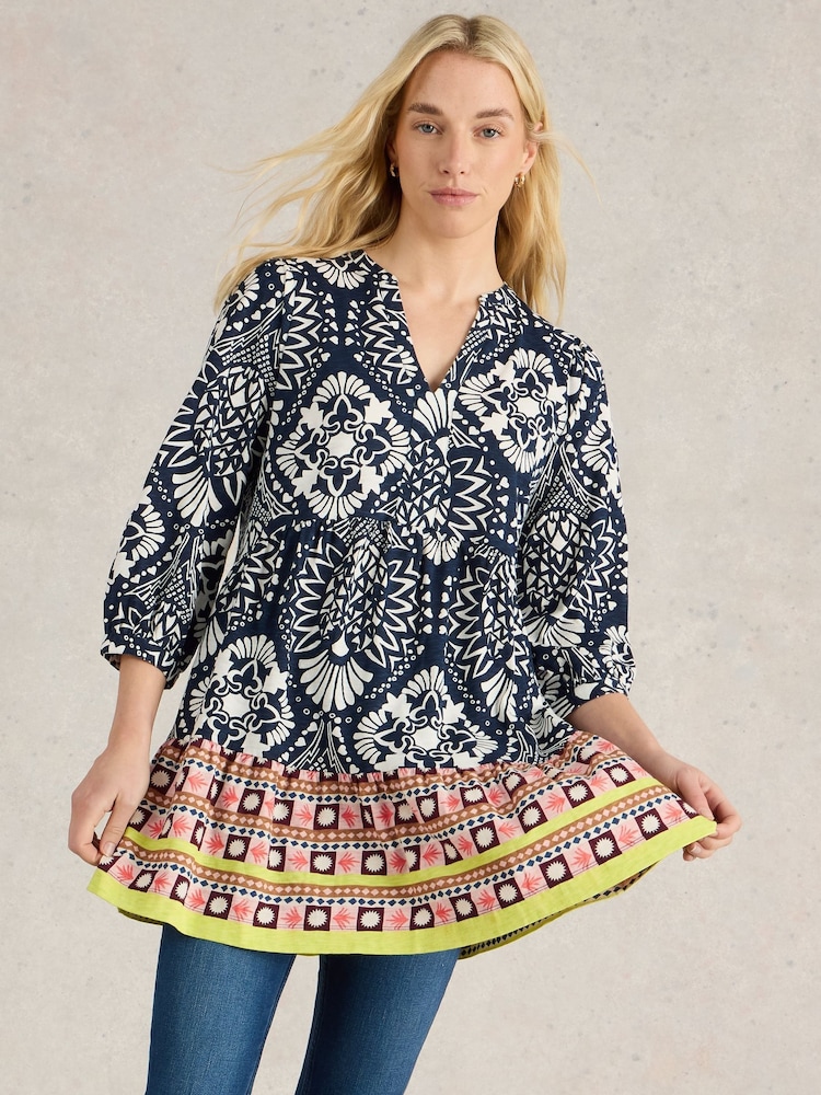 White Stuff Blue Marta 100% Cotton Tunic - Image 3 of 6