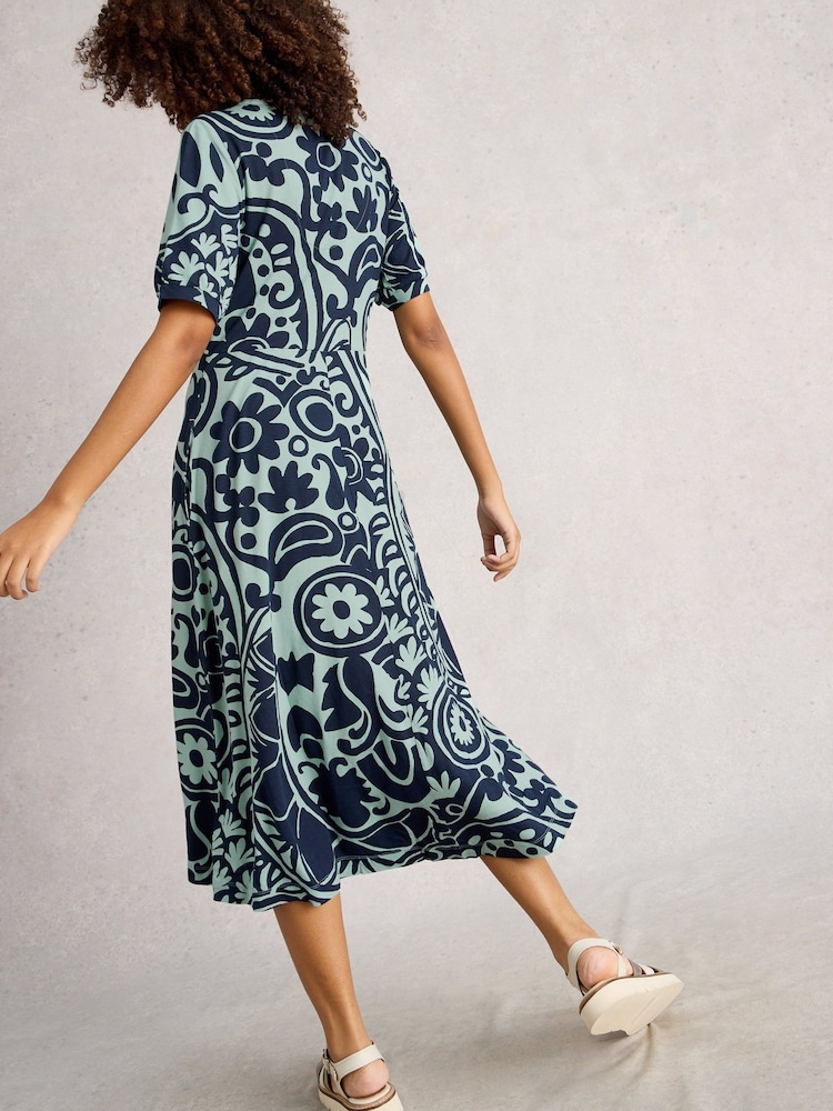 White Stuff Green Megan Jersey Dress - Image 3 of 6