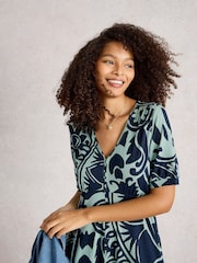 White Stuff Green Megan Jersey Dress - Image 4 of 6