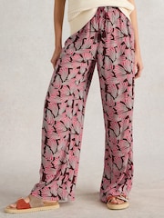 White Stuff Pink Belle Crinkle Wide Leg Trousers - Image 4 of 7