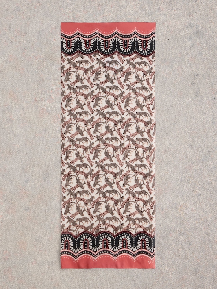 White Stuff Natural Lucinda Leopard Print Border Scarf - Image 2 of 3