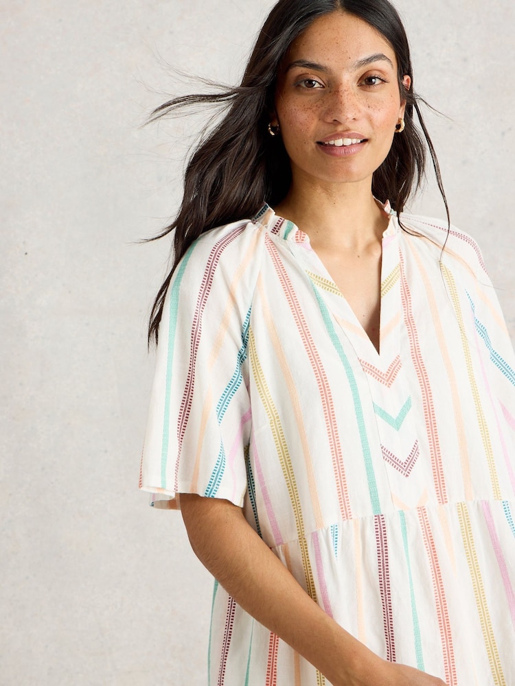 White Stuff Natural Sophia Stripe Dress - Image 4 of 6