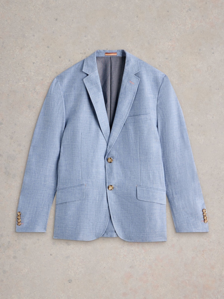 White Stuff Blue 100% Linen Jacket - Image 5 of 6