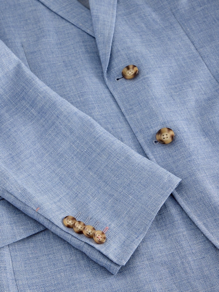 White Stuff Blue 100% Linen Jacket - Image 6 of 6