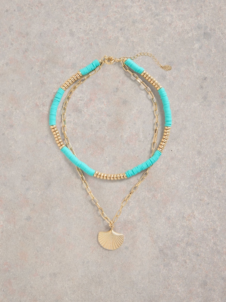 White Stuff Blue Multi Layer Shell Necklace - Image 1 of 2