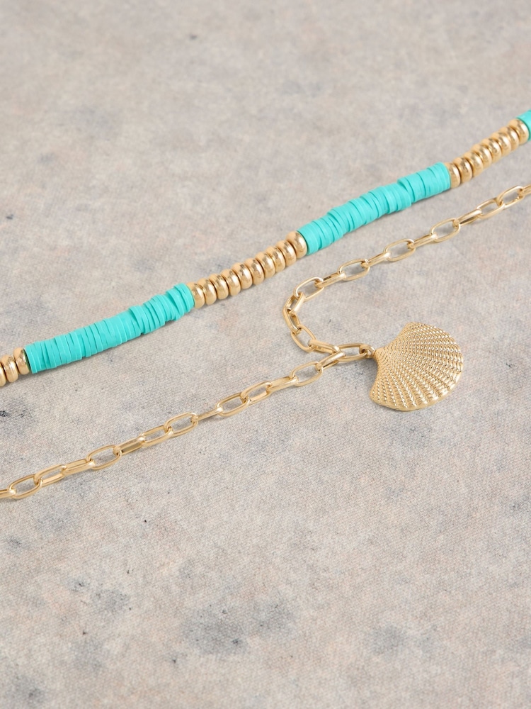 White Stuff Blue Multi Layer Shell Necklace - Image 2 of 2