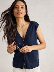 White Stuff Blue Naria Linen Blend Tank - Image 1 of 6