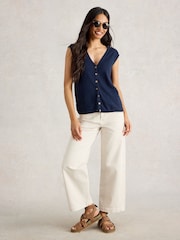 White Stuff Blue Naria Linen Blend Tank - Image 3 of 6