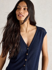 White Stuff Blue Naria Linen Blend Tank - Image 4 of 6