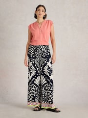 White Stuff Blue Farah Wide Leg Trousers - Image 3 of 5