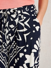 White Stuff Blue Farah Wide Leg Trousers - Image 4 of 5