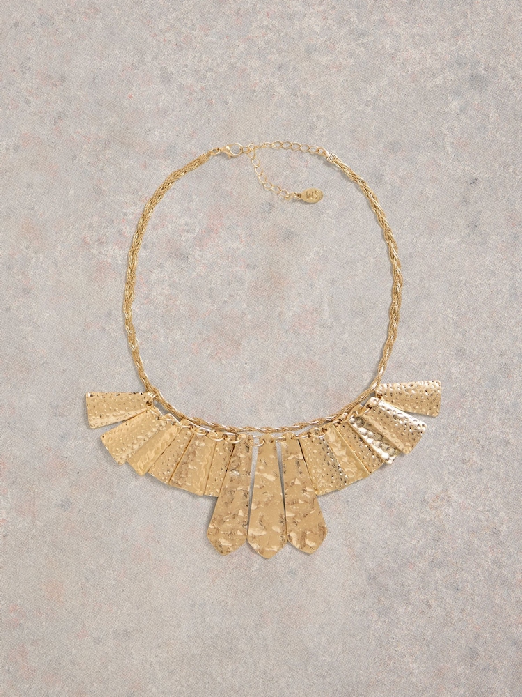 White Stuff Gold Tone Cleo Hammered Necklace - Image 1 of 2