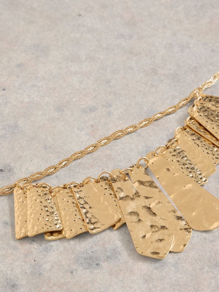 White Stuff Gold Tone Cleo Hammered Necklace - Image 2 of 2