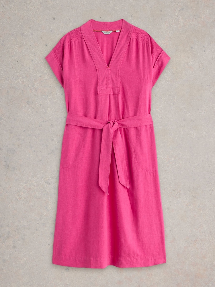 White Stuff Pink Marianne Linen Blend Dress - Image 1 of 2