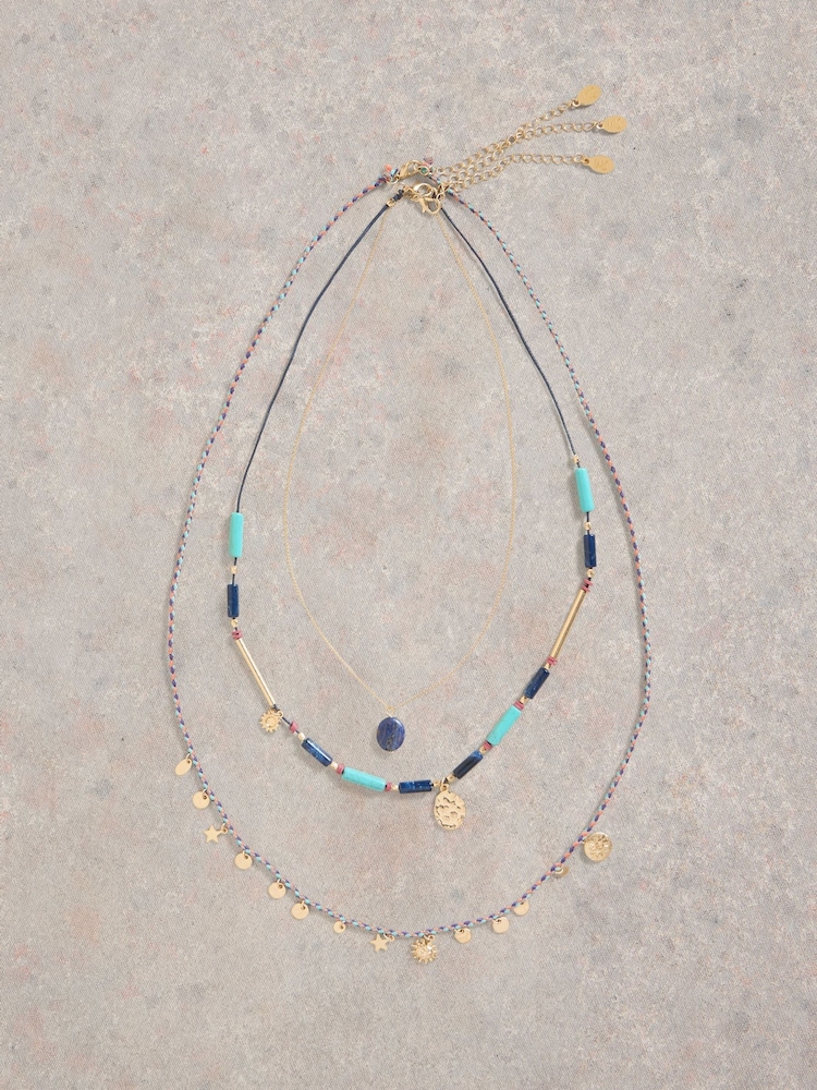 White Stuff Blue 3-in-1 Charm Necklace - Image 1 of 2
