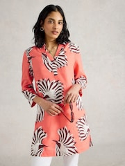 White Stuff Pink Dark Blake 100% Linen Tunic - Image 1 of 6