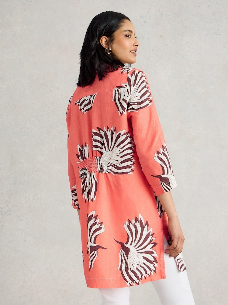 White Stuff Pink Dark Blake 100% Linen Tunic - Image 2 of 6