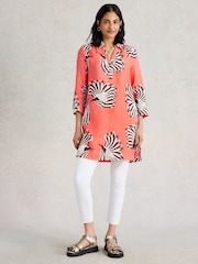 White Stuff Pink Dark Blake 100% Linen Tunic - Image 3 of 6