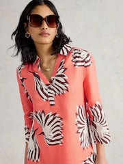 White Stuff Pink Dark Blake 100% Linen Tunic - Image 4 of 6