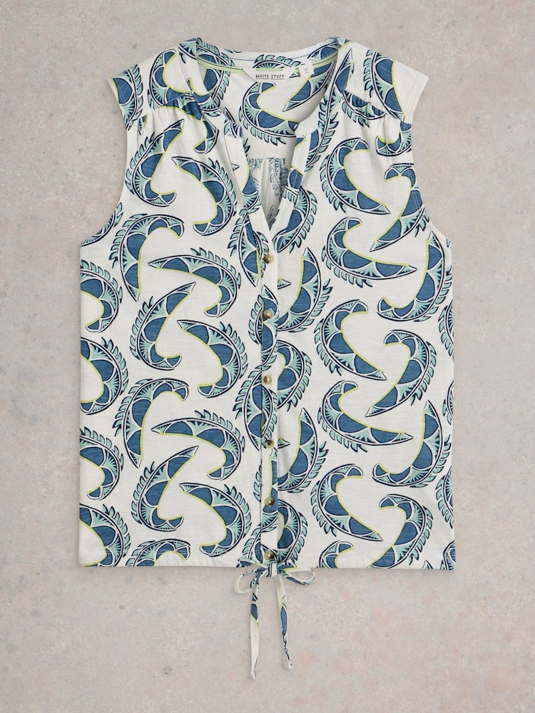 White Stuff White Tulip Sleeveless 100% Organic Cotton Shirt - Image 5 of 6