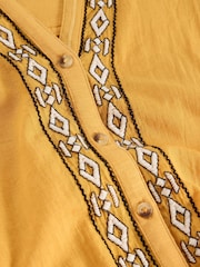 White Stuff Yellow Tulip Mix Sleeveless 100% Organic Cotton Shirt - Image 6 of 6