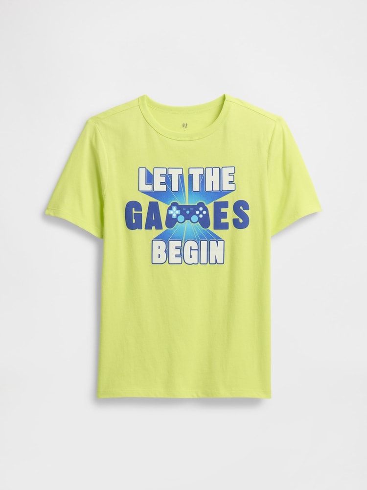 Gap Yellow Game Graphic Short Sleeve T-Shirt (4-13yrs) - Image 1 of 3