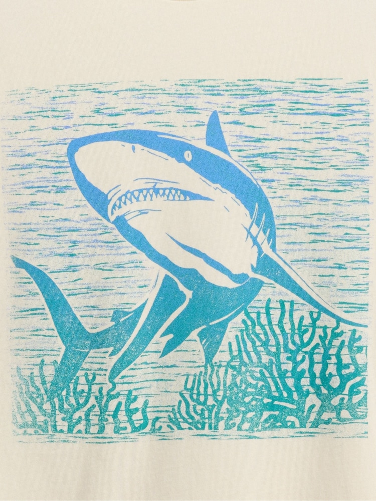 Gap Beige Shark Graphic Short Sleeve Crew Neck T-Shirt (4-13yrs) - Image 3 of 3